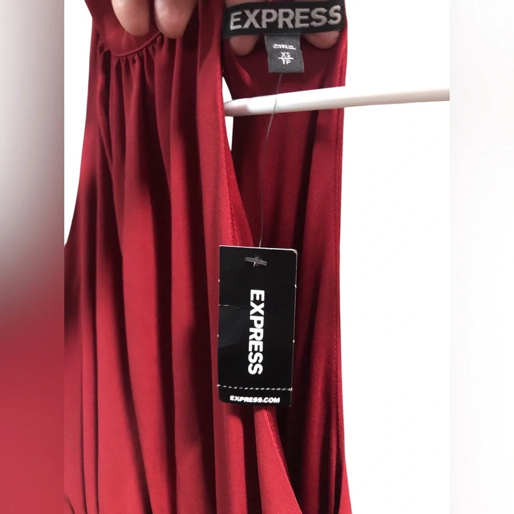 EXPRESS Women’s Dress Size XS Red‎  N.W.T.Halter Asymmetrical Stretch Mock Neck.